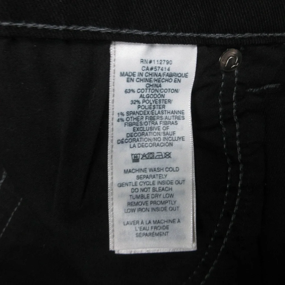 True Religion Jeans Mens 36x31 Black‎ Ricky Relaxed Straight Flap Denim Pants